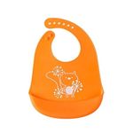 BabyGo Baby Silicone bibs | Baby Bib for Feeding & Weaning Babies & Toddlers | Waterproof, Washable & Reusable| Non Messy Easy Cleaning, Adjustable (Orange)