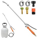 29 Inches Metal Sprayer Wand Compatible with Pump Sprayer, Garden Hose Sprayer Wand, 2 Brass Barbs Stainless Steel Sprayer Wand with Shut off Valve & 2 Hose Clamps (Upgrade All Metal Sprayer Wand)