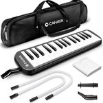 CAHAYA Melodica 32-Key Piano Style Portable with Plastic Flexible Long Pipe Short Mouthpiece and Carrying Bag for Music Lovers Beginners Kids Black CY0050-1