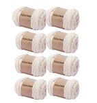 Beige 8 Pack Super Bulky Chunky Blanket Chenille Yarn for Arm Knitting,64oz Luxury Thick Soft Polyester Jumbo Weaving Crochet Craft Yarns for Throw Blanket Pillows