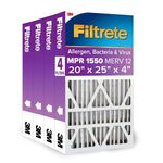 Filtrete 20x25x4 AC Furnace Air Filter, MPR 1550, MERV 12, Fits Lennox & Honeywell, Allergen, Bacteria & Virus, Electrostatic Air Cleaning Filter, 4-Pack (actual size 19.88 x 24.63 x 4.31)