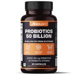 Boldfit Probiotics Supplement 50 Billion CFU For Men & Women with 20 Strains & Prebiotics - Gut Support, Digestion, Immunity Support, Detox & Cleanse - 60 Vegetarian Capsules, White