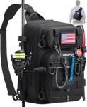 Piscifun Fishing Backpack Tackle Bag with 2 Rod Holders, Multi-Compartment Storage, MOLLE System, Water-Resistant Lightweight Outdoor Pack,Single Shoulder Black Standard