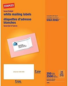 Staples 489565 Laser/Inkjet Shipping Labels 2-Inch x 4-Inch White 10 Labels/Sheet