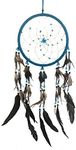 Dream Catcher - Traditional Dreamcatcher Turquoise Blue Suede with Turquoise Stone & Feathers - Hand Crafted, Large Size - 28" Long x 9" Diameter Brand (Turquoise Suede)