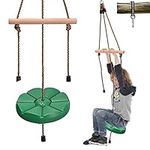 Disc Swing for Kids with Monkey Bars, Replacement Swing for Swing Set for Backyard/Tree/Zipline,Green Disk Swing Seat with 5ft Adjustable Rope, Carabiner and 22in Strap