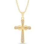 SAVEARTH DIAMONDS 1/10 Carat Lab Created Moissanite Diamond Cross Necklace 14k Gold Plated 925 Sterling Silver Infinity Pendant Religious Jewelry Christian Baptism Gift (0.10 Cttw, Color- G-H, VVS1) Jewelry for Women, Metal, Moissanite