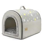 Jiupety Cozy Pet Bed House, 2 in 1 Pet House, L Size for Medium Dog, Warm Cave Sleeping Nest Bed for Cats and Dogs, Grey