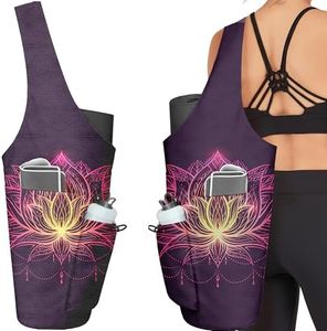 Adalore Yoga Bag for Women, Large Yoga Mat Bag Tote Carrier with Wet Dry Pocket, Water Bottle Holder & Adjustable Strap, Fits 1/2" Thick Yoga Mat for Gym, Pilates, Travel, Work