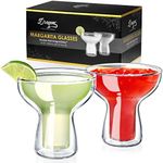 Dragon Glassware Margarita Glasses - 12 oz Clear Double Wall Margarita Glasses Set of 2 - Insulated Margarita Glass Set to Keep Beverages Hot or Cold Longer - Great Gift for Mixed Drink Lovers