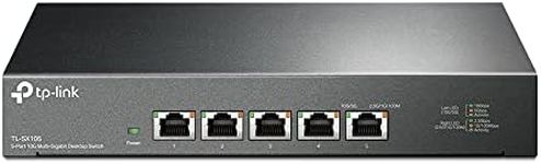 TP-Link 5-Port 10G Desktop Smart Unmanaged Switch, 10 Gbps Ports, 100Mbps/1G/2.5G/5G/10G Speed, 2.5G/5G/10G WiFi 6 AP, 8K video, Metal Casing, Plug & Play, Ideal for Gaming & Office (TL-SX105)