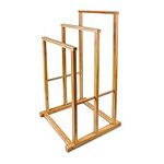 Relaxdays Free-Standing Bamboo Towel Holder, With 3 Rails, 82 x 40 x 24.5 cm, Natural Brown