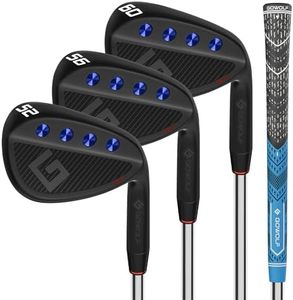 Gowolf Golf Wedges 52, 56, 60 Sets for Men, Premium Forged Full Face Golf Wedges Right Hand, Golf Gap Wedges Sand Wedge Lob Wedge, Golf Clubs CNC Milled Face for More Spin - Great Golf Gifts (Black)