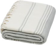 DEMMEX Certified Organic Turkish Cotton Beach and Bath Towel, Peshtemal Towel Blanket, Prewashed, Diamond Weave, 180x90cm (Gray)