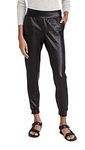 commando Women's Faux Leather Joggers, Black, Medium