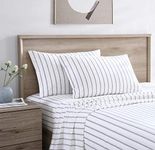 Stone Cottage - Queen Sheets, Cotton Percale Bedding Set, Crisp & Cool Home Decor (Trenton Stripe Grey, Queen)