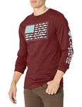 Columbia Men's Long Sleeve Tee Shirt Outdoors Fishing Camping Hiking T, Rich Wine with Gulfstream, Large