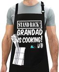 LINEN CLOSET® Adjustable Bbq Aprons for Men Women Funny Rude Chef Aprons Christmas Grilling Gifts for Dad Son Father Husband with 2 Pockets-Grandad Cooking Apron