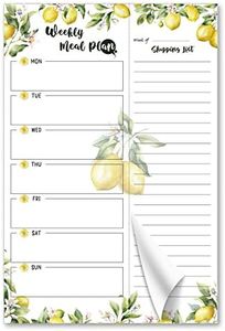 Three Oaks Lemons 6''x9'' Weekly Meal Planner Magnetic Notepad for Fridge with 50 Tear-Off 80g Sheets Shopping Grocery List,Hanging Food Menu Planning Organizer (Lemons Planner)