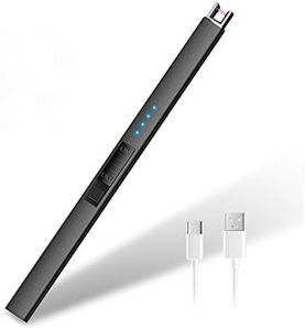 HOTERB Encendedor Electrico,Encendedor Cocina Electrico con Puerto USB Tipo C,Pantalla LED de Batería,Mechero Electrico USB Recargable para Encender Largo el de Vela,Hogar al Aire Libre(Gris)