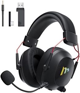 Mytrix 2.4G Foldable Wireless Gaming Headphone, RGB LED Light Headset with Noise Cancelling Detachable Mic, 2.4GHz / Bluetooth / 3.5mm Headphones Over-Ear Compatible with Switch/PC/PS5/PS4