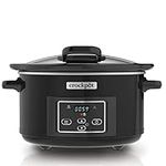 Crockpot Lift and Serve Digital Slow Cooker with Hinged Lid and Programmable Countdown Timer | 4.7 L (up to 5 People) | Energy Efficient | Black [CSC052]