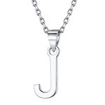 Letter J Necklace 925 Sterling Silver Everyday Name Jewelry Initial Charm with Chain for Women
