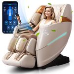 HealthRelife 4D Massage Chair Full Body Zero Gravity Recliner - 55“ SL-Track,20 Auto Modes,11 Massage Technique,39 Airbags Massage,with Yoga Stretch,APP Control,Negative Oxygen lons（Beige）