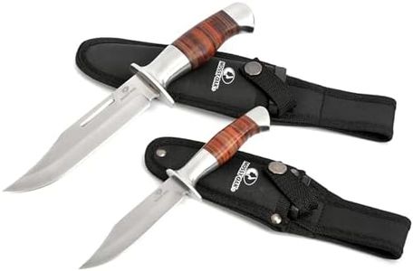 Mossy Oak Fixed Blade Bowie Knife, 2-piece Hunting Knife with Leather Handle Featuring Laser Pattern, Sheath Included