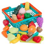 Battat – Farmers Market Basket – Toy Kitchen Accessories – Pretend Cutting Play Food Set for Toddlers 3 Years + (37-Pcs)