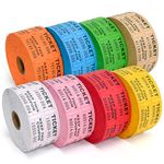 L LIKED 8000 Assorted Raffle Tickets with Consecutive Serial Numbers, 8 Rolls of 1000, 50/50 Raffle Tickets Double Roll for Events (Orange, Blue, Green, Brown, White, Pink, Red, Yellow)