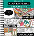 Color & Frame - 3 Books in 1 - Nature, Country, Patchwork (Adult Coloring Book)