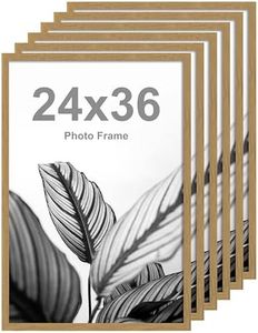 FrameWorks 24”x36” Wooden Poster Frame, Classic Golden Oak Matte Edged Frames w/Shatterproof Acrylic Glass, Photos, Posters, Prints, Wall Decor – Home, Office, Gallery Display - Golden Oak - 6 Pack