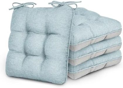 Love's cabin Memory Foam Chair Cushions Set of 4, Outdoor/Indoor Chair Pads for Dining Chairs 4 Pack, Seat Cushions for Kitchen, Dining Room, Office, Patio Chairs, 19"x19"x3.5" Light Blue