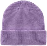 Connectyle Classic Men's Warm Winter Hats Acrylic Knit Cuff Beanie Cap Daily Beanie Hat (Light Purple)