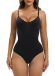 YIANNA Shaping Bodysuit for Women Seamless Tummy Control Shapewear Thong Body Shaper Sculpting Top Black L - XL 5213