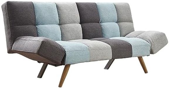 SHIITO | Sofá Cama de 3 Plazas | Modelo IRAI - Apertura Clic-Clac | Comodidad y Estilo | Tapizado en Tela - Gris/Azul - 182 x 81 x 84 cm