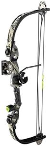 Barnett Tomcat Youth Compound Bow, Right-Handed Bow for Young Archers 8+, 17-22lb Draw Weight, 18-22in Draw Length, with 3 Pin Fiber Optic Sight, 2 Arrows, Attached Quiver, Brown Camo