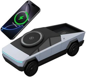 Auslese® Cybertruck 3 in 1 Wireless Charger Fast Charging Dock for Phone Watch & Earbuds 15W Magnetic Stand Futuristic Design Safe & Travel Friendly