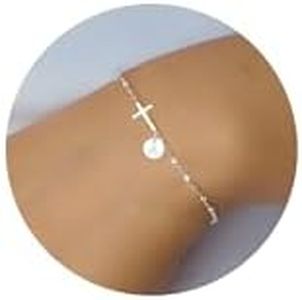 Mothers Gifts for Mom Daughter, Easter Basket Stuffers White Gold Initial Bracelets for Teen s First Communion Gifts Dainty Link Bracelet Gifts for Mom Birthday Jewelry