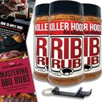 ChoiceBundle Killer Hogs Rib Rub Premium BBQ Barbecue Rub & Seasoning 3 pk Choice Bundle (34.02 oz) + BBQ Guide & Keychain Bottle Opener (5 Items)!