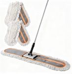 CLEANHOME 36” Commercial Dust Mop for Hardwood Floor Cleaning, Heavy Duty Push Broom Mop Hotel Company Household Cleaning Supplies for Hardwood, Tiles, Marble,Vinyl Plank Floors Cleaning