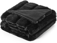 Faux Rabbit Fur Throw Blanket, Luxury Soft Warm Fur Blanket for Bed, Couch, Sofa, Black II, 130 X 160 CM