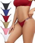 Levao Thongs for Women Sexy Panties Letter Rhinestones Knickers Stretch Underwear Multipacks S-XL