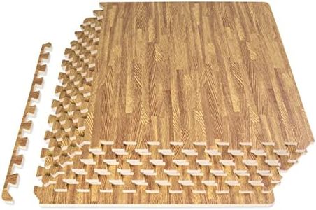 ProsourceFit Wood Grain Puzzle Mat 1/2-in, 6 EVA Foam Interlocking Floor Tiles (24SQ FT) for Secure Indoor Room Workout Flooring and Playmat, Light Oak