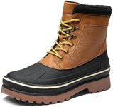 Bruno Marc Men's Insulated Waterproof Snow Boots Warm Fur Lined Outdoor Breathable Winter Boot Brown/Yellow,Size6.5,SBSB229M