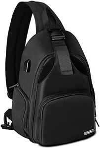 Cwatcun Camera Bag, Sling Camera Case Shoulder Backpack with Tripod Holder for Canon Nikon Sony Pentax DSLR SLR Mirrorless Cameras Black