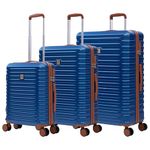 Rocklands Cabin Medium Large Suitcase Luggage Set Hard Shell Lightweight 4 Dual Spinner Wheels Trolley Suitcase Carry On Check in Luggage TSA Lock (Navy Blue, 3 Pcs Set (20"+24"+28")