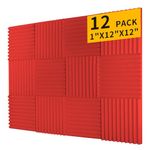 Saiqiang Sound Proof Foam Panels for Walls 2"×12"×12" High-Density - Flame Retardant Acoustic Panels Sound Absorbing - Sound Proof Panels for Walls-Red