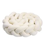 KOGITI 3 Strand Round Knit Cushion Soft Knot Throw Pillow Handmade Braided Plush Decor for Couch Sofa Bed (Beige,160 Inch)